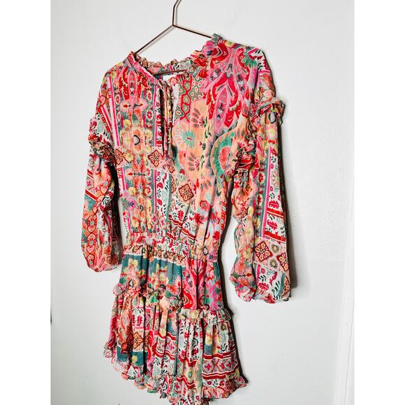 MISA Los Angeles Multicolored Metallic Split Neck Long Sleeve Elena Dress Size S - Picture 6 of 13